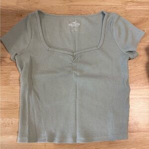 Hollister Women's  green waffle material crop top